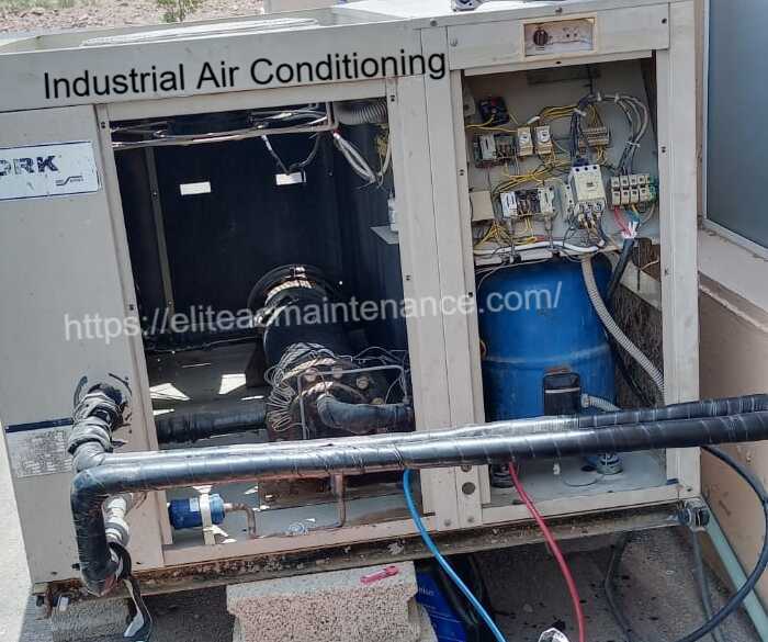 Industrial air conditioning system installed in factory facility in Al Rass Qassim